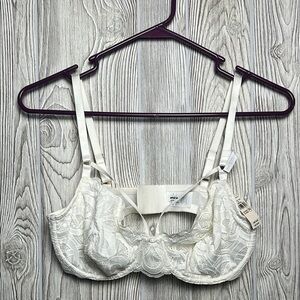 Aerie Elegant Cream Lace Bra BALCONETTE Size 34DD NWT